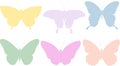 Set butterflies silhouettes colorful vector illustration